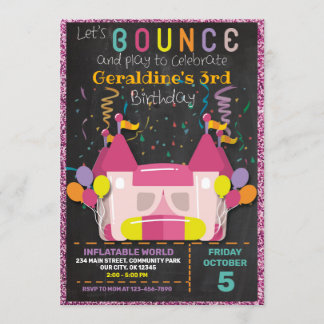 INFLATABLE BOUNCE SLIDE CASTLE BIRTHDAY INVITATION 招待状