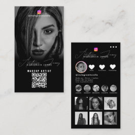 Influencer Photos Black White Social Media QR Code 名刺