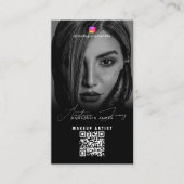 Influencer Photos Black White Social Media QR Code 名刺 (正面)