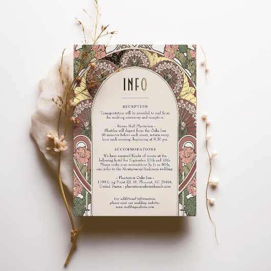 INFOの挿入ヴィンテージアールヌーボー 箔シーズンポストカード