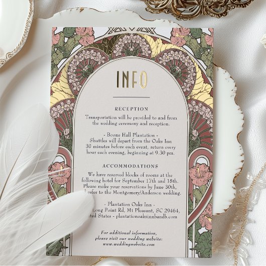 INFOの挿入ヴィンテージアールヌーボー 箔シーズンポストカード