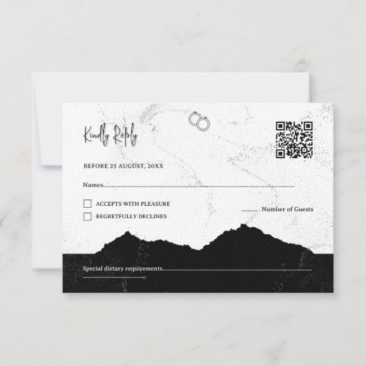 Informal Minimalist Black & White | QR Code RSVP (正面)
