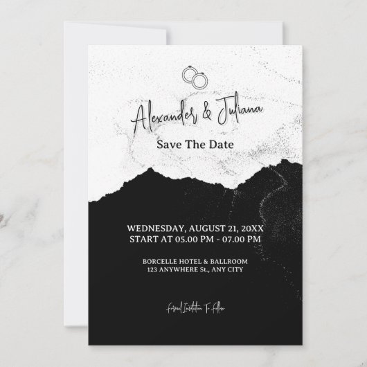 Informal Minimalist Black & White, Website Qr Code セーブザデート (正面)