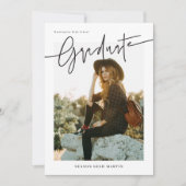 Informal Script Graduation Announcement Card  招待状 (正面)