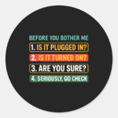 Information Technology Tech _ Funny Technical Supr ラウンドシール (正面)