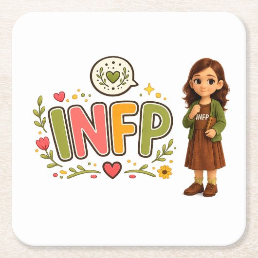 INFP — A Sonhadora Criativa スクエアペーパーコースター (正面)