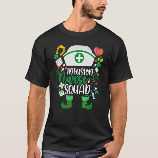 Infusion Nurse Squad Nursing Leprechaun St Patrick Tシャツ (正面)