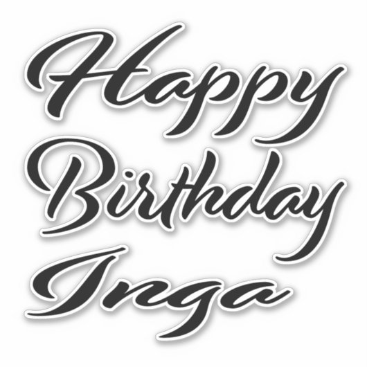 Inga Name Vorname black Sticker Geburtstag シール (正面)
