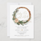 INGEスカンジナビア冬リースベビーシャワー 招待状 (正面)