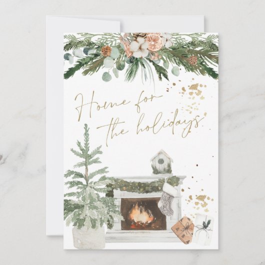 INGE居心地の良い暖炉スカンジナビアのクリスマスカード 招待状 (正面)