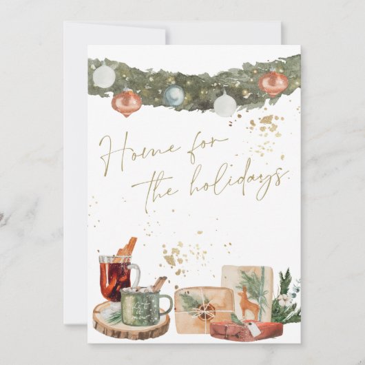 INGE水の色の暖かいホリデーギフトクリスマスカード 招待状 (正面)