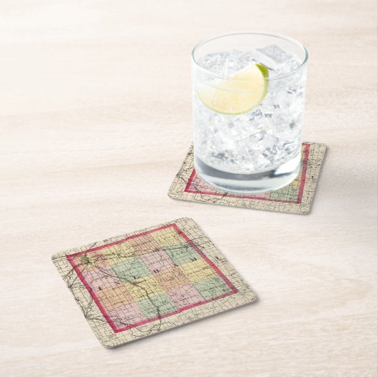 Ingham郡、ミシガン州の地図 スクエアペーパーコースター (インサイチュ)