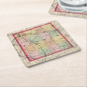 Ingham郡、ミシガン州の地図 スクエアペーパーコースター (アングル)