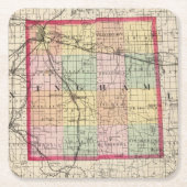 Ingham郡、ミシガン州の地図 スクエアペーパーコースター (正面)