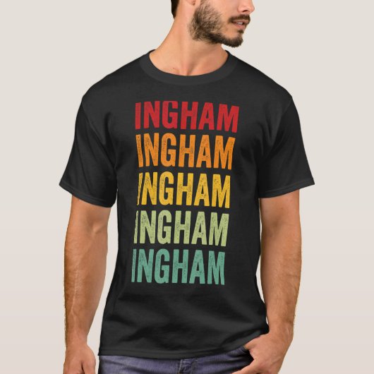 Ingham County Michigan Rainbow Text Design Tシャツ (正面)