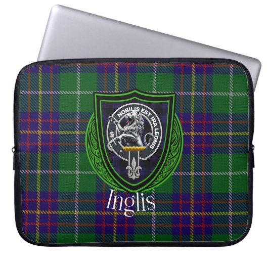 Inglis Scottish Clan Tartan and Crest  ラップトップスリーブ (正面)