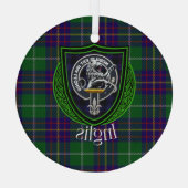 Inglis Scottish Clan Tartan & Crest ガラスオーナメント (裏面)