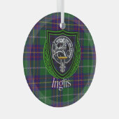 Inglis Scottish Clan Tartan & Crest ガラスオーナメント (正面右)