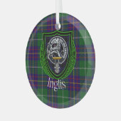 Inglis Scottish Clan Tartan & Crest ガラスオーナメント (正面左)