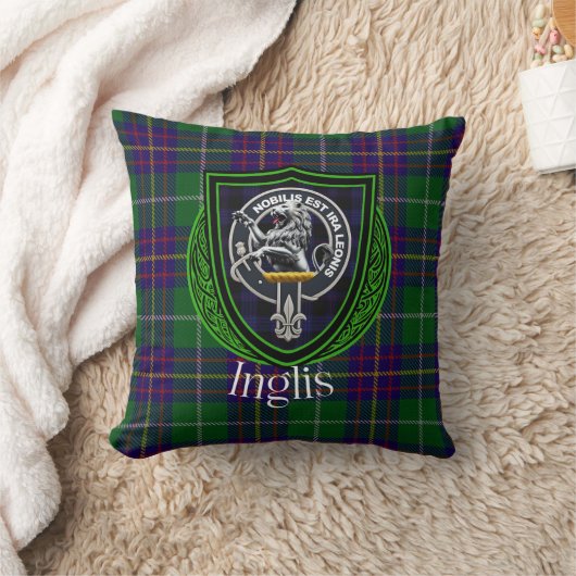 Inglis Scottish Clan Tartan & Crest クッション (ブランケット)