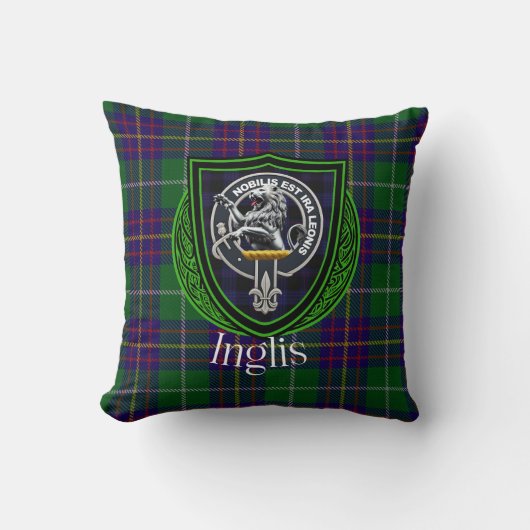 Inglis Scottish Clan Tartan & Crest クッション (正面)