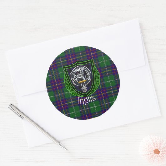 Inglis Scottish Clan Tartan & Crest ラウンドシール (封筒)