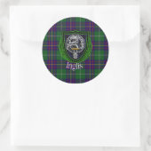 Inglis Scottish Clan Tartan & Crest ラウンドシール (バッグ)