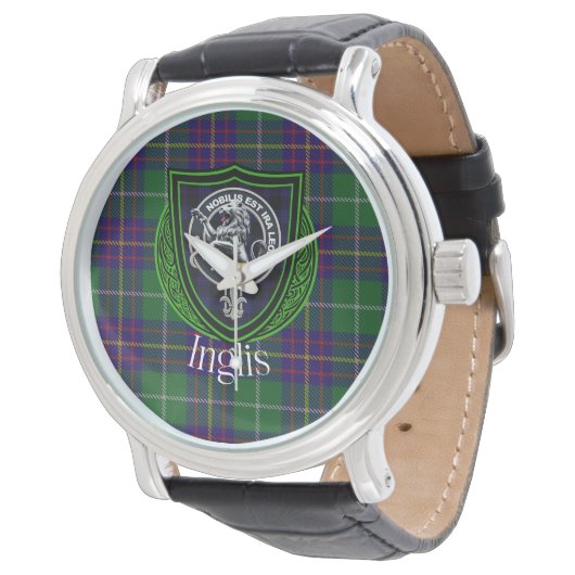 Inglis Scottish Clan Tartan & Crest 腕時計 (アングル)