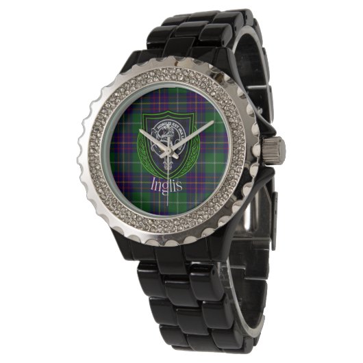 Inglis Scottish Clan Tartan & Crest 腕時計 (アングル)