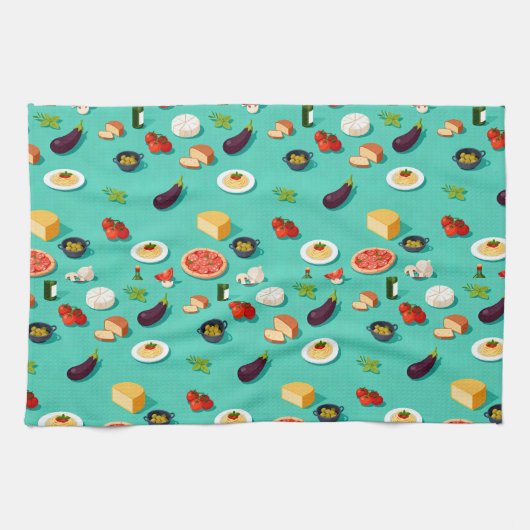 ingredient vegetables pasta and pizza キッチンタオル (横)