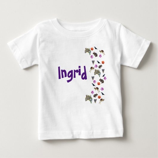 Ingrid、オーストラリアの野生動物とロゴを命名、 ベビーTシャツ (正面)