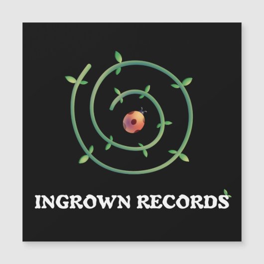 Ingrown Records Ladybug Spiral Magnet Card Black (正面)