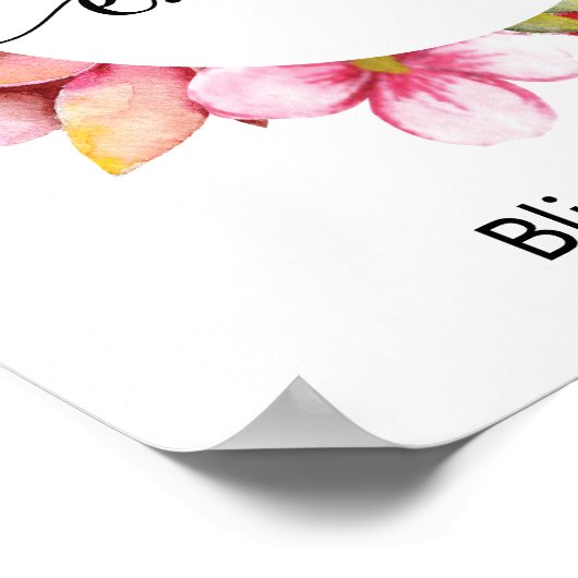 Inhaleエキシェールピンクの花ヨガ引用文 ポスター (角)