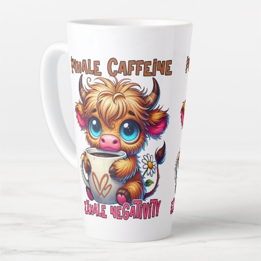 Inhale Caffeine Exhale Negativity カフェラテマグ (左アングル)