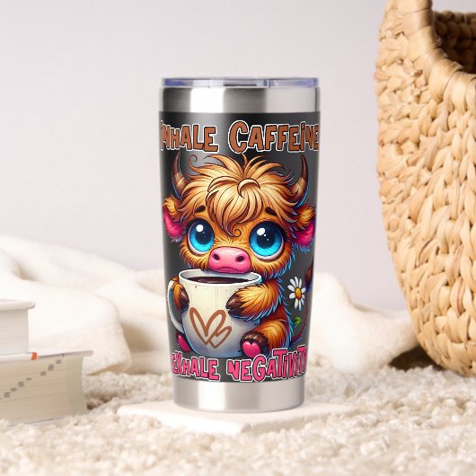 Inhale Caffeine Exhale Negativity  保温保冷タンブラー (リビング (回転後))