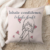 Inhale Confidence Motivational Blush Throw Pillow クッション (ブランケット)