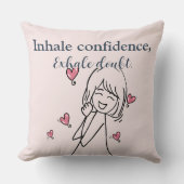 Inhale Confidence Motivational Blush Throw Pillow クッション (正面)