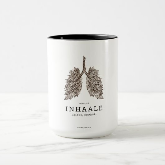 "Inhale Courage" Conceptual Art | Lungs Made of Le マグカップ (中央)