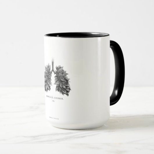 "Inhale Courage" Conceptual Art | Lungs Made of Le マグカップ (正面右)