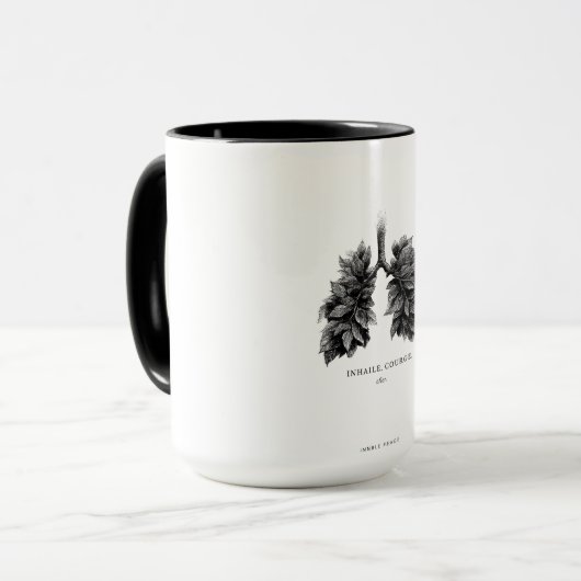 "Inhale Courage" Conceptual Art | Lungs Made of Le マグカップ (正面左)