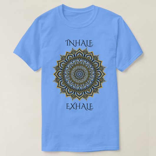 Inhale Exhaleヨガマンダラ幸福仏を選択 Tシャツ (デザイン正面)