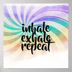 inhale exhale瞑想ヨガパステルカラー引用文 ポスター