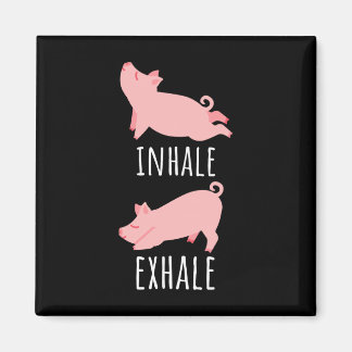 Inhale Exhale Pig Yoga Meditation Workout Exercise マグネット