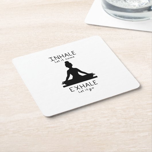 Inhale Exhale Yoga スクエアペーパーコースター (アングル)