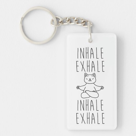 inhale Exhale yoga cat キーホルダー (正面)