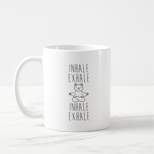 inhale Exhale yoga cat コーヒーマグカップ (左)