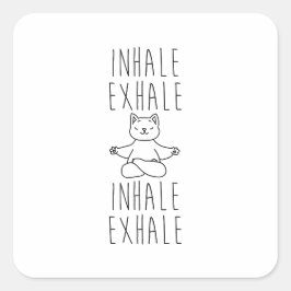 inhale Exhale yoga cat スクエアシール