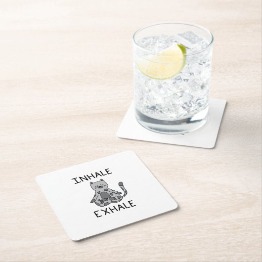 Inhale Exhale Yoga Cat スクエアペーパーコースター (インサイチュ)