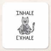 Inhale Exhale Yoga Cat スクエアペーパーコースター (正面)