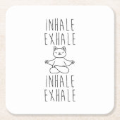 inhale Exhale yoga cat スクエアペーパーコースター (正面)